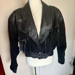 vintage winlit leather fringe jacket cowboy yallternative scale pattern suede